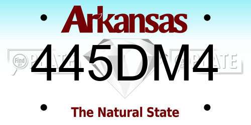 445DM4 Arkansas License Plate