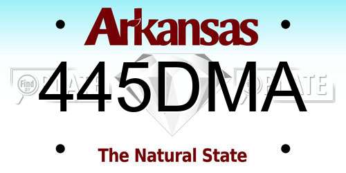 445DMA Arkansas License Plate