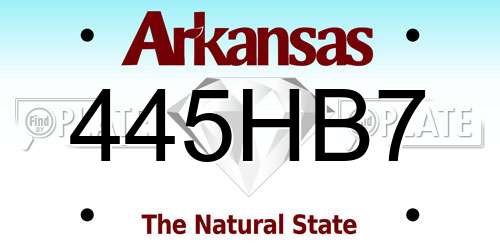 445HB7 Arkansas License Plate
