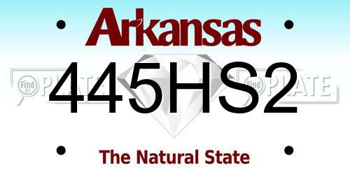 445HS2 Arkansas License Plate