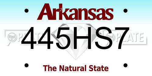 445HS7 Arkansas License Plate