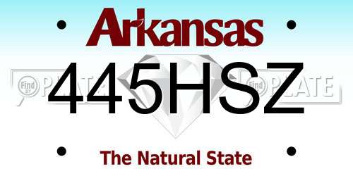 445HSZ Arkansas License Plate
