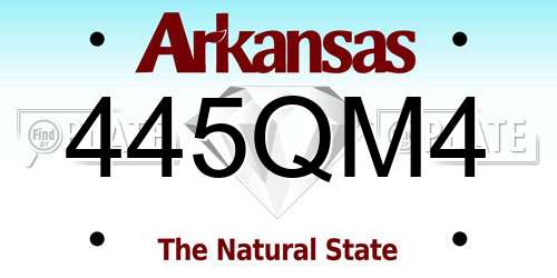 445QM4 Arkansas License Plate