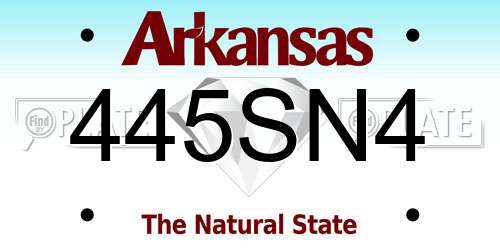 445SN4 Arkansas License Plate