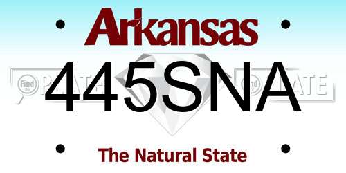 445SNA Arkansas License Plate