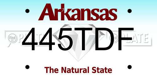 445TDF Arkansas License Plate