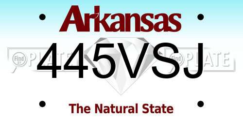 445VSJ Arkansas License Plate
