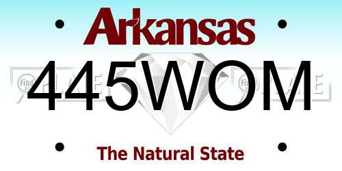 445WOM Arkansas License Plate