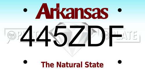 445ZDF Arkansas License Plate