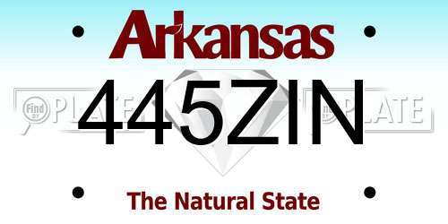 445ZIN Arkansas License Plate