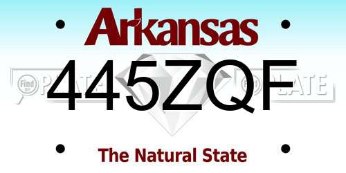 445ZQF Arkansas License Plate
