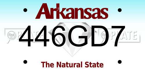 446GD7 Arkansas License Plate