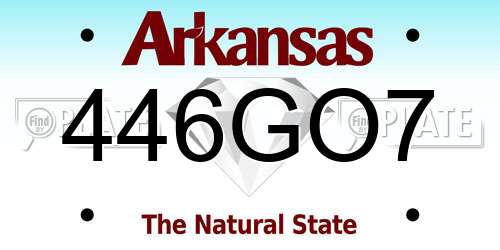 446GO7 Arkansas License Plate