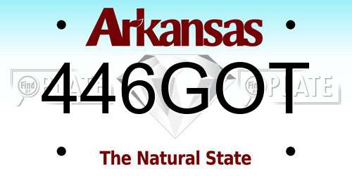 446GOT Arkansas License Plate
