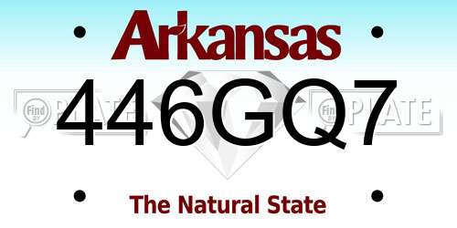 446GQ7 Arkansas License Plate