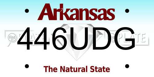 446UDG Arkansas License Plate