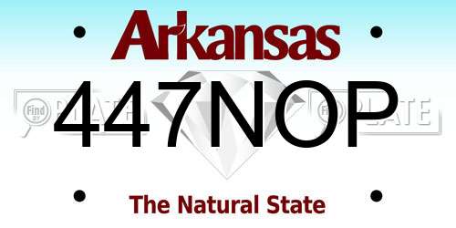 447NOP Arkansas License Plate