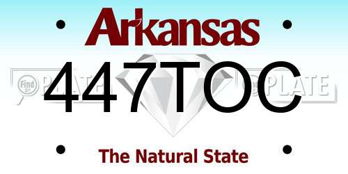 447TOC Arkansas License Plate