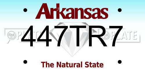 447TR7 Arkansas License Plate