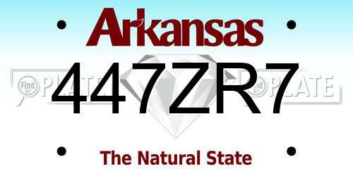 447ZR7 Arkansas License Plate