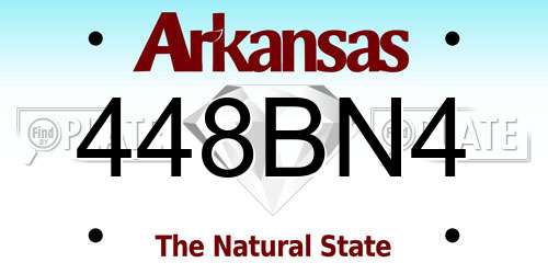 448BN4 Arkansas License Plate