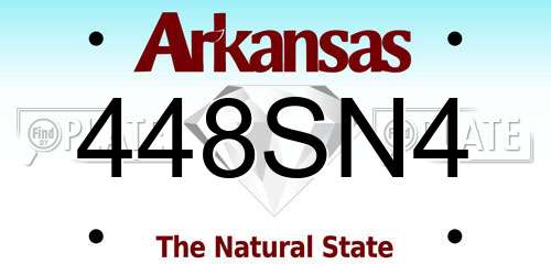 448SN4 Arkansas License Plate