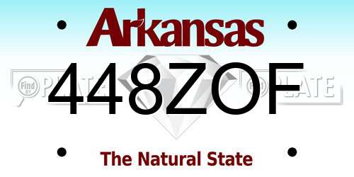 448ZOF Arkansas License Plate