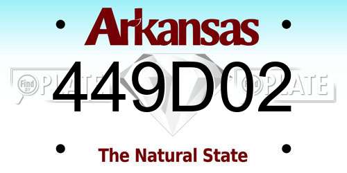 449D02 Arkansas License Plate