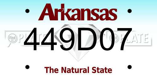 449D07 Arkansas License Plate