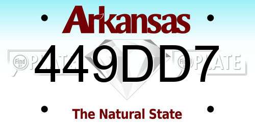 449DD7 Arkansas License Plate