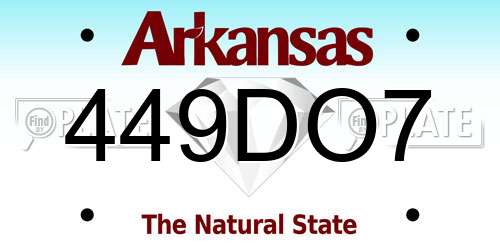 449DO7 Arkansas License Plate