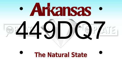 449DQ7 Arkansas License Plate