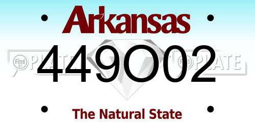 449O02 Arkansas License Plate