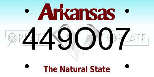 449O07 Arkansas License Plate