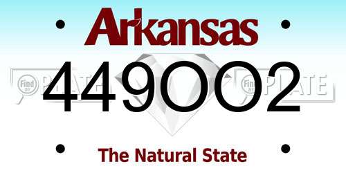 449OO2 Arkansas License Plate