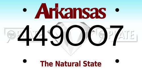 449OO7 Arkansas License Plate