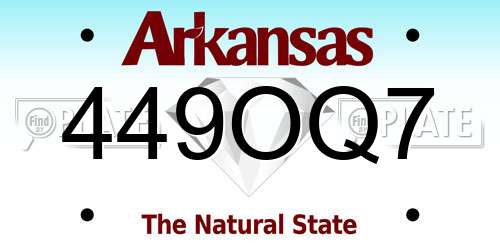 449OQ7 Arkansas License Plate