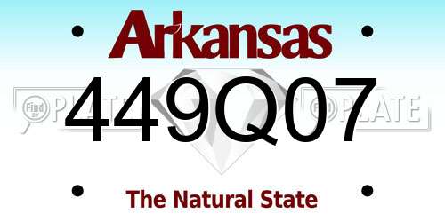 449Q07 Arkansas License Plate