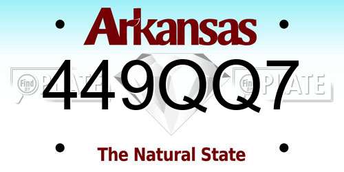 449QQ7 Arkansas License Plate
