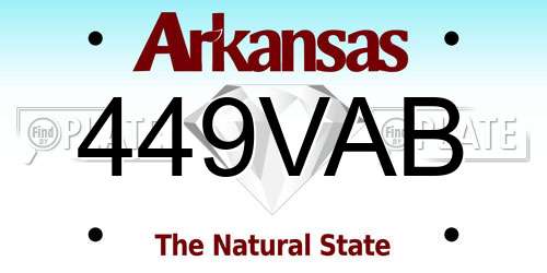 449VAB Arkansas License Plate