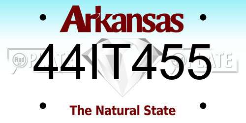 44IT455 Arkansas License Plate