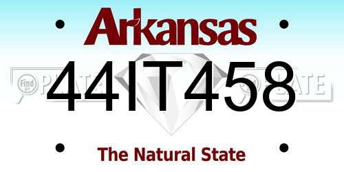44IT458 Arkansas License Plate