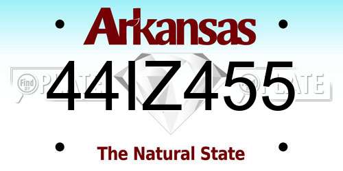 44IZ455 Arkansas License Plate