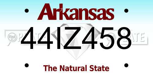 44IZ458 Arkansas License Plate