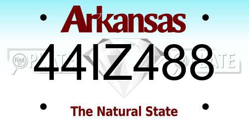 44IZ488 Arkansas License Plate