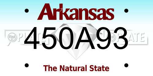 450A93 Arkansas License Plate