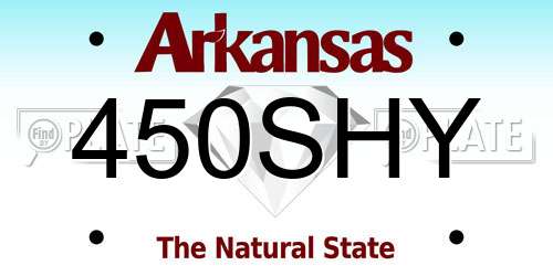 450SHY Arkansas License Plate