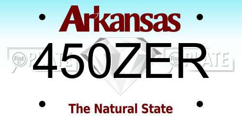 450ZER Arkansas License Plate