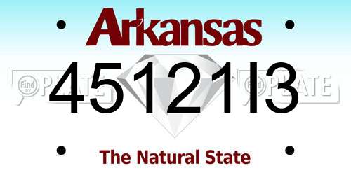 45121I3 Arkansas License Plate