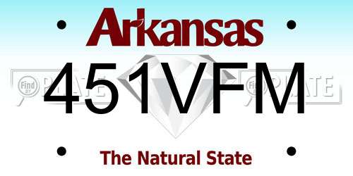 451VFM Arkansas License Plate